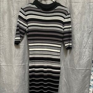Striped Black and White Women's Dress